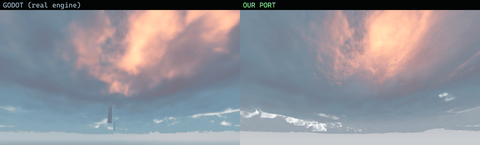 Godot vs our port, same camera, in motion